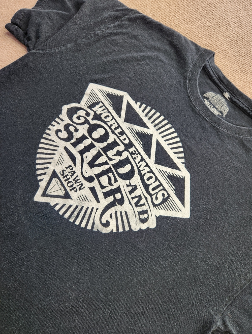 Gold & Silver Pawn Shop Graphic Logo T-Shirt Dark Gray Men's Size Large